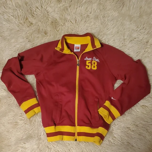 Nike Iowa State Cyclones full-zip track jacket in red and gold. - Picture 2 of 8